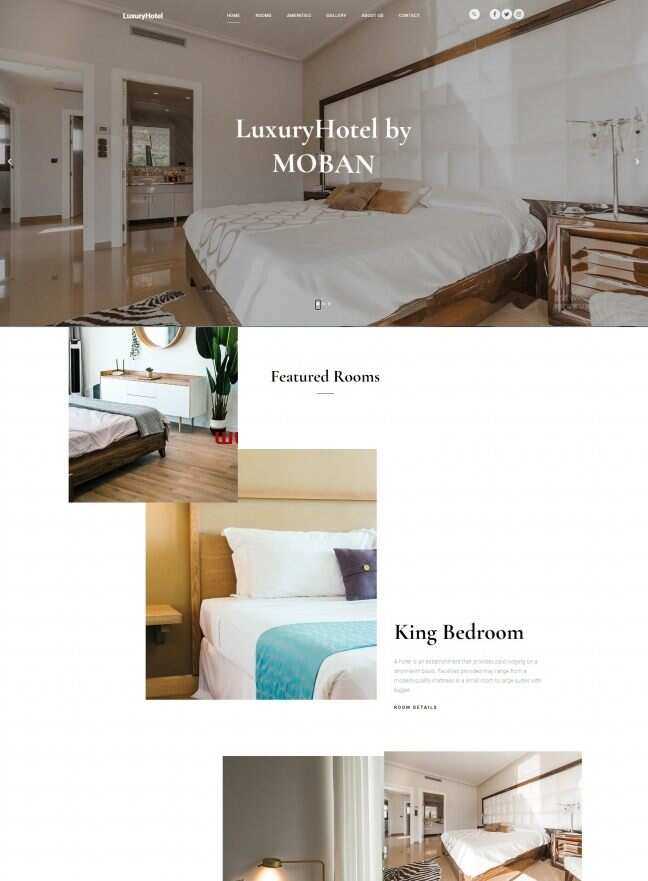 极简风酒店预定服务网站html模板 - 天能资源