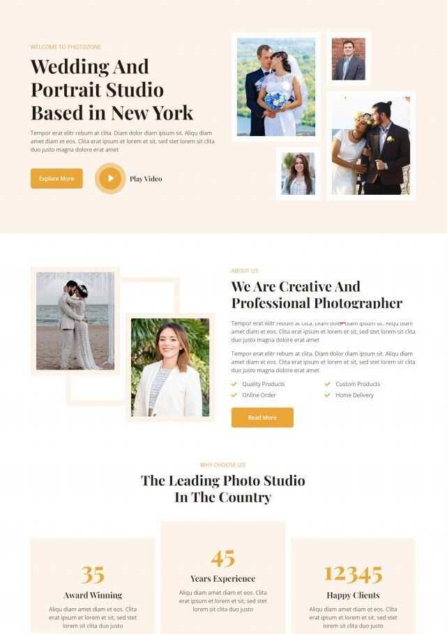 婚纱摄影工作室HTML5网站模板 - 天能资源
