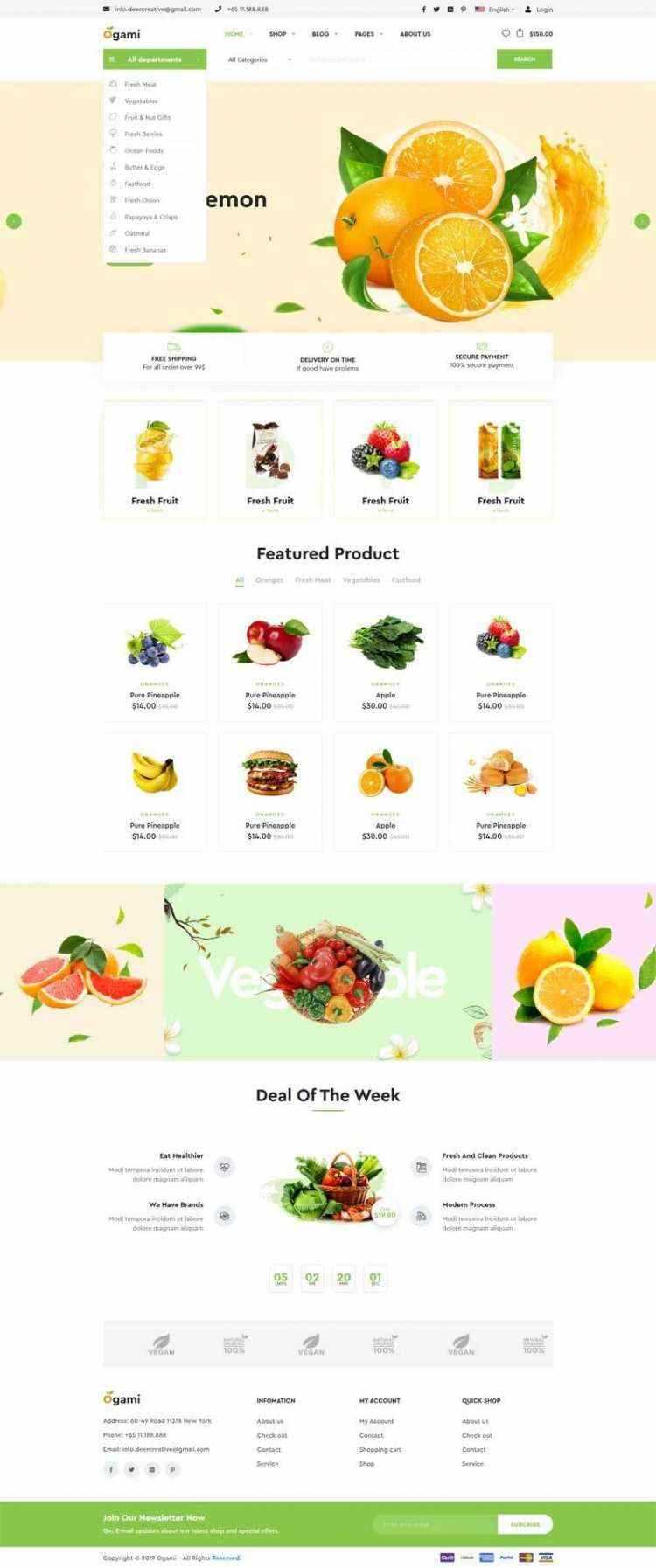 多用途的响应式食品商城网站 - 天能资源