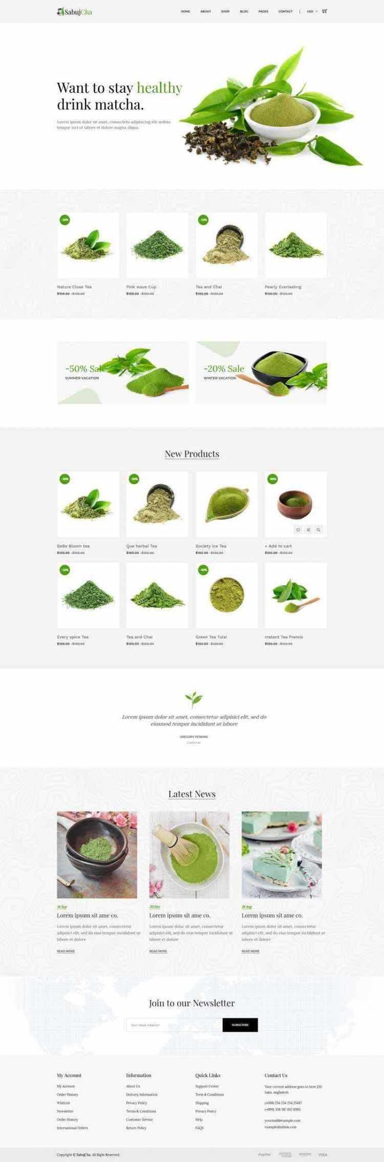 绿色bootstrap响应式茶叶抹茶在线电子商城 - 天能资源