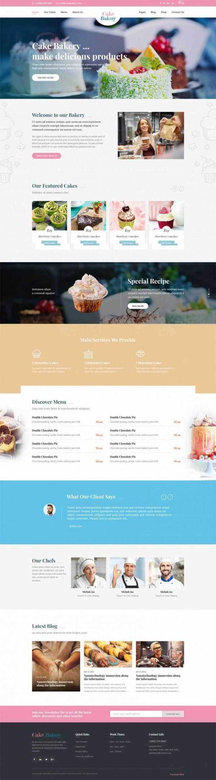 粉色卡通响应式蛋糕面包店外卖预订设计师类网站 - 天能资源