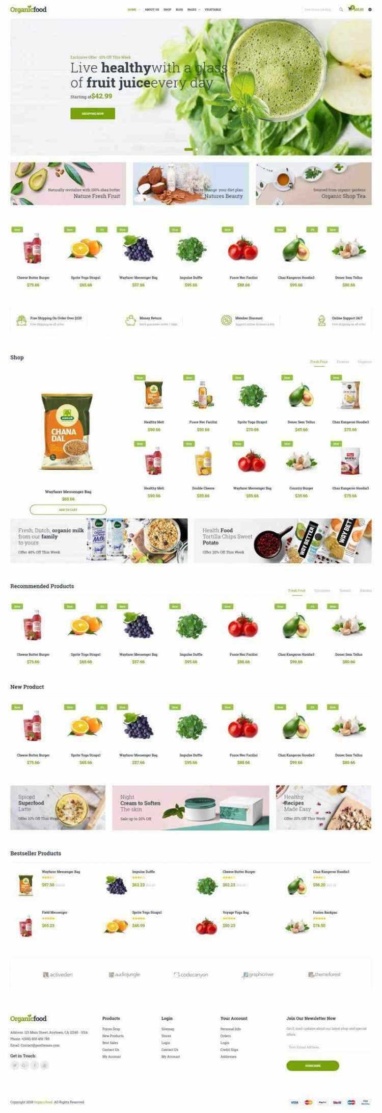 绿色Bootstrap4响应式食品蔬菜水果外卖预订商城网站 - 天能资源