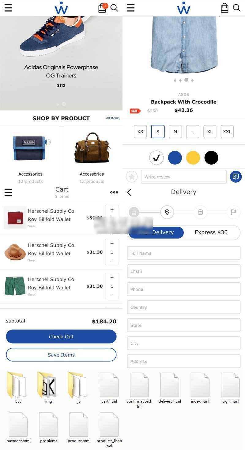 英文简洁的服装箱包购物商城网站手机wap模板 - 天能资源