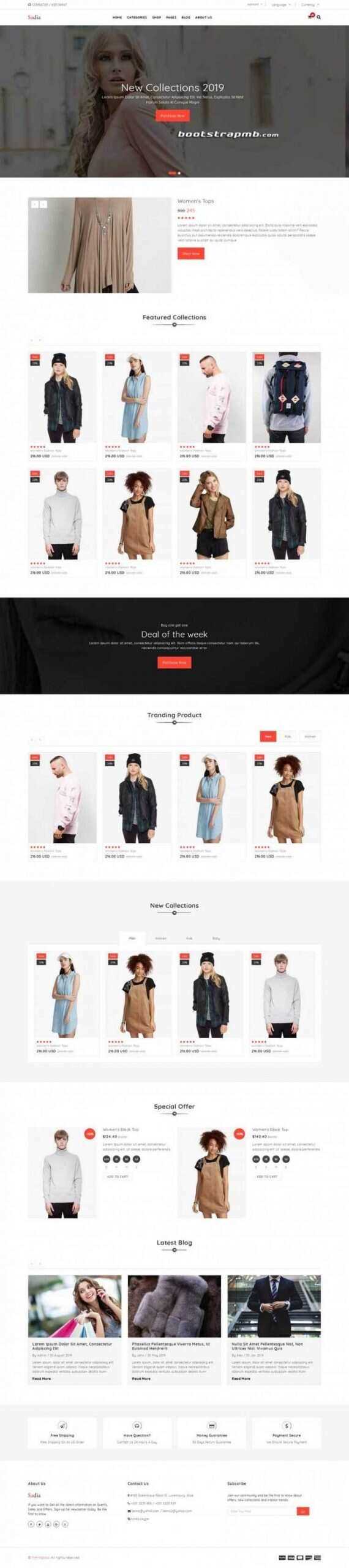 Bootstrap响应式英文服装商城 - 天能资源