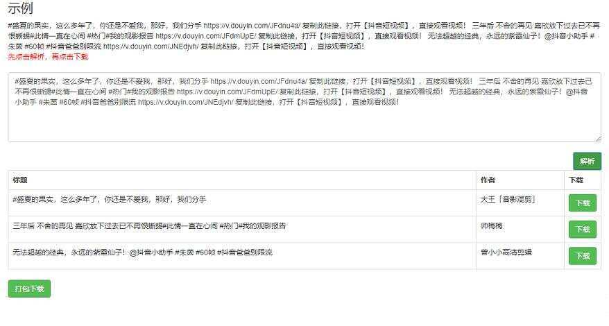 短视频无水印解析网页源码 - 天能资源