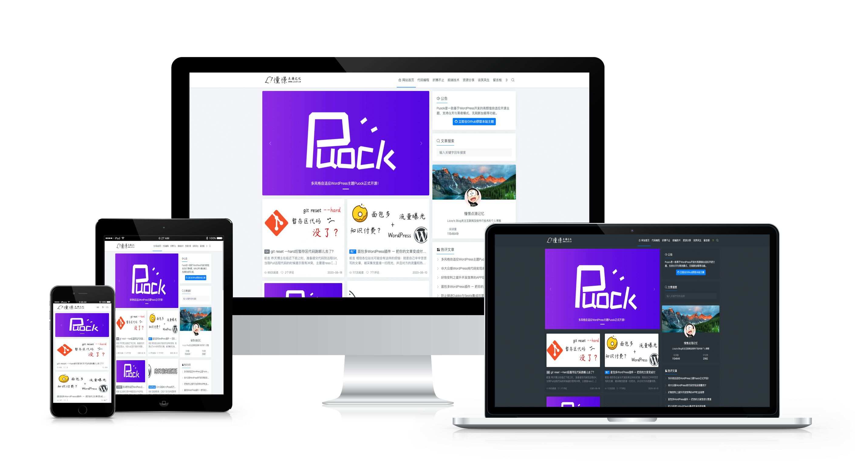 图片[2] - Puock基于WordPress开发的高颜值的自适应主题 支持白天与黑夜模式v2.8.4 - 天能资源