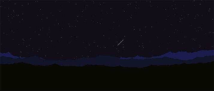 html5 canvas山顶夜空流星划过背景动画特效 - 天能资源