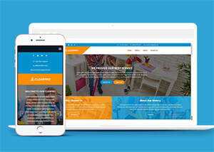 蓝色宽屏保洁类公司网站模板 - 天能资源