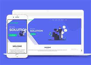 蓝色宽屏手机业务网站模板下载 - 天能资源