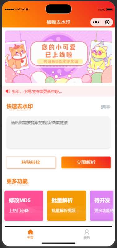 橘猫去水印小程序源码免费分享 - 天能资源