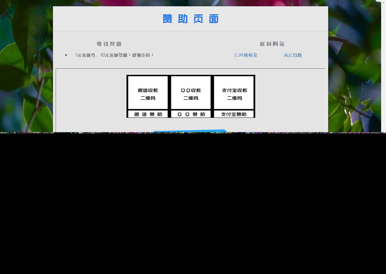 漂亮的赞助打赏单页HTML源码 - 天能资源