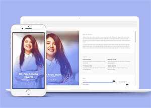 响应式蓝色个人简介类网站模板 - 天能资源