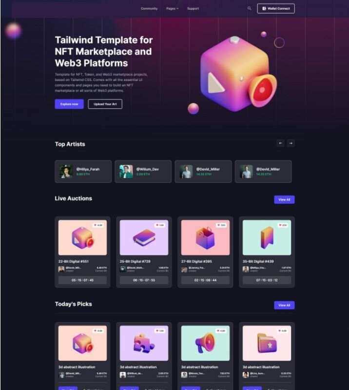 NFT市场服务企业网站html模板 - 天能资源