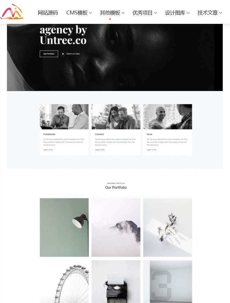 黑白风创意设计机构宣传网站html模板 - 天能资源