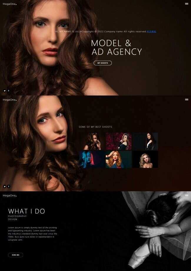 模特广告代理个人简历网页模板 - 天能资源