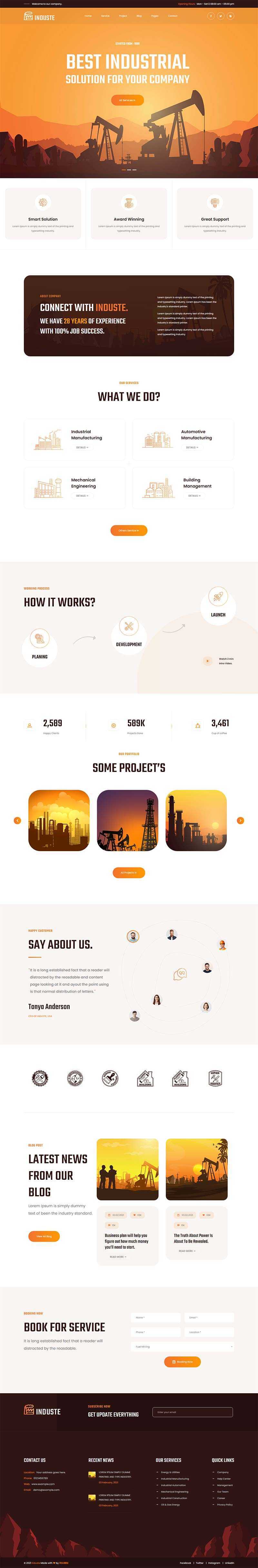 Bootstrap橙色多用途的工业生产企业网站html模板 - 天能资源