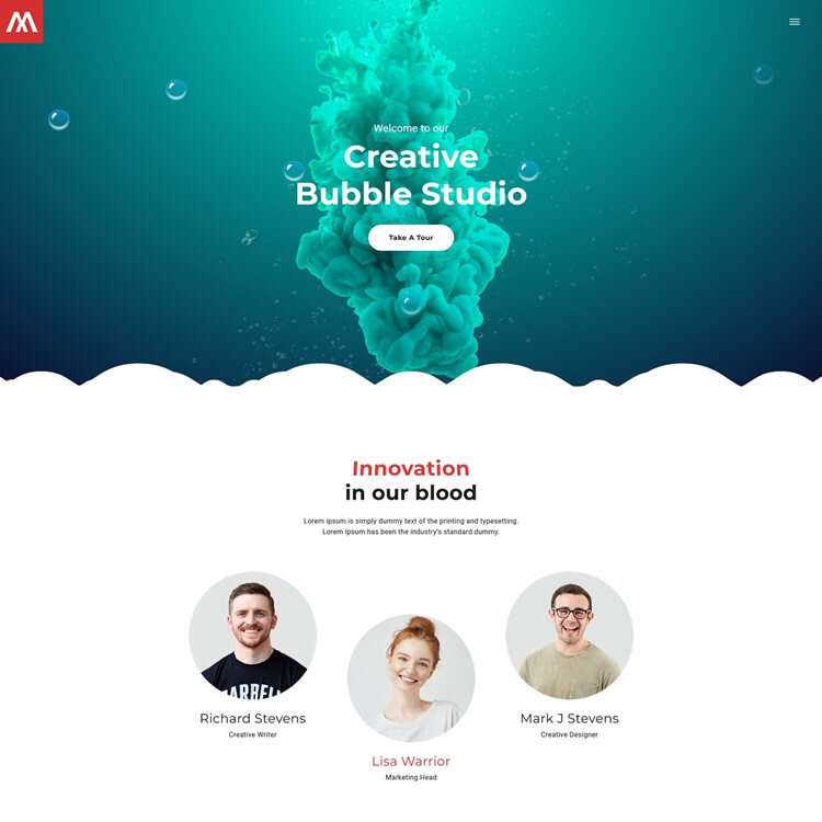 个性创意泡泡工作室html5模板 - 天能资源