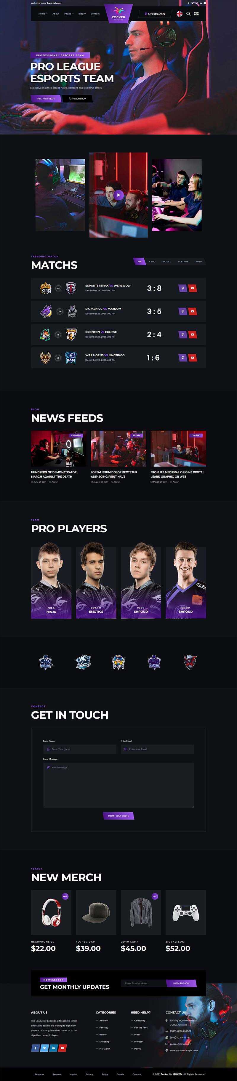 黑色响应式电子竞技游戏官网HTML模板 - 天能资源