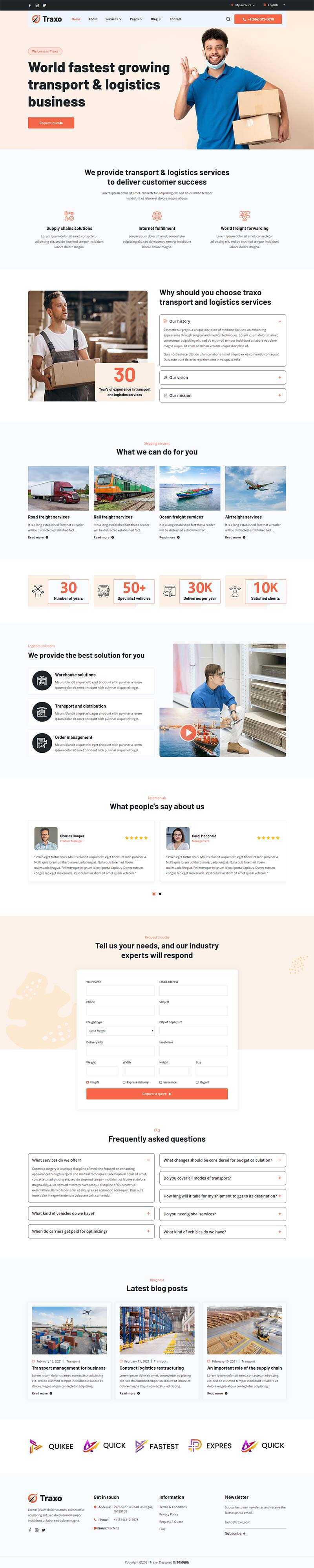 响应式多用途的物流快递公司HTML模板 - 天能资源