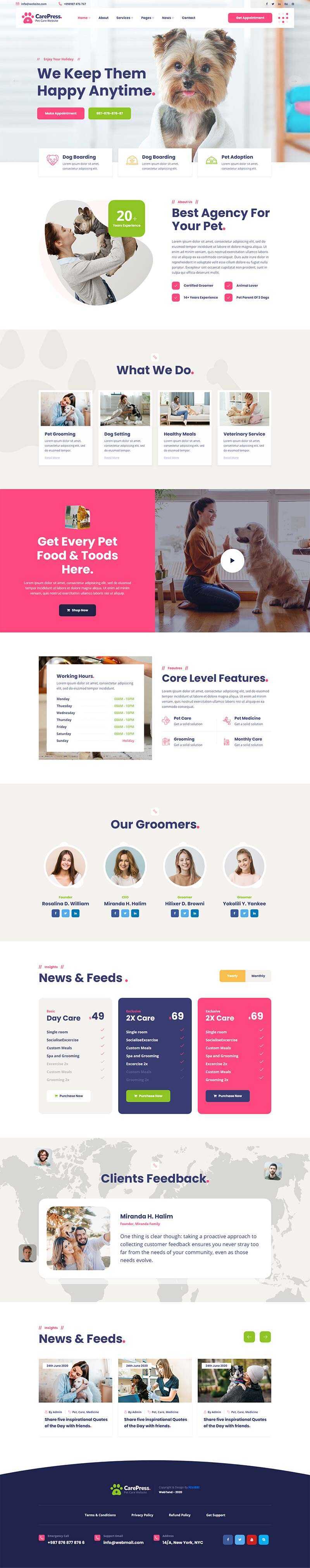 宠物护理医院兽医店铺官网HTML5模板 - 天能资源