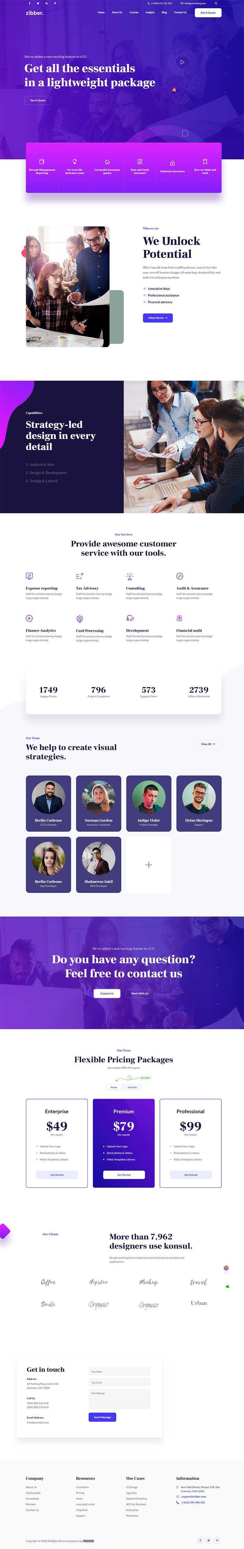 蓝紫色商务投资咨询公司html模板 - 天能资源