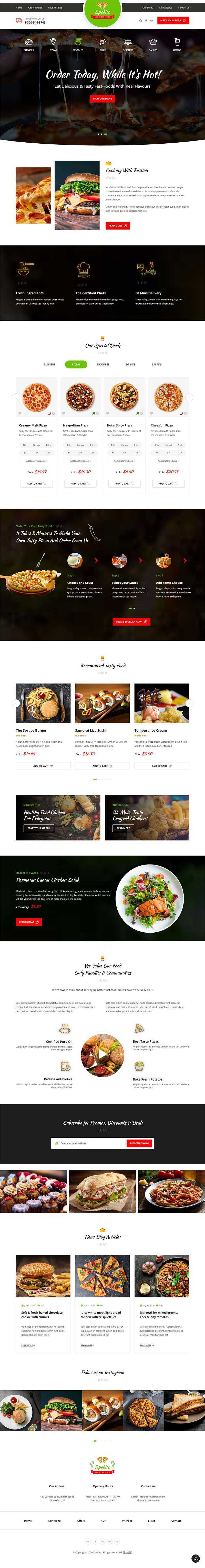 响应式快餐美食预订官网html模板 - 天能资源