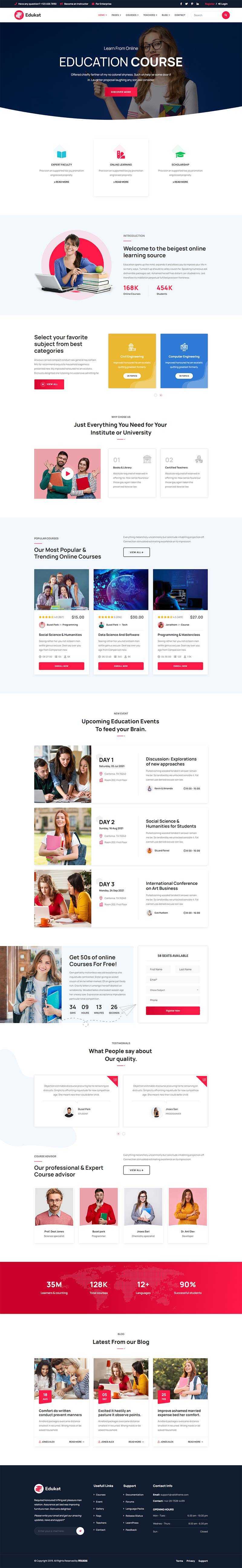 响应式教育课程培训学习类官网html模板 - 天能资源