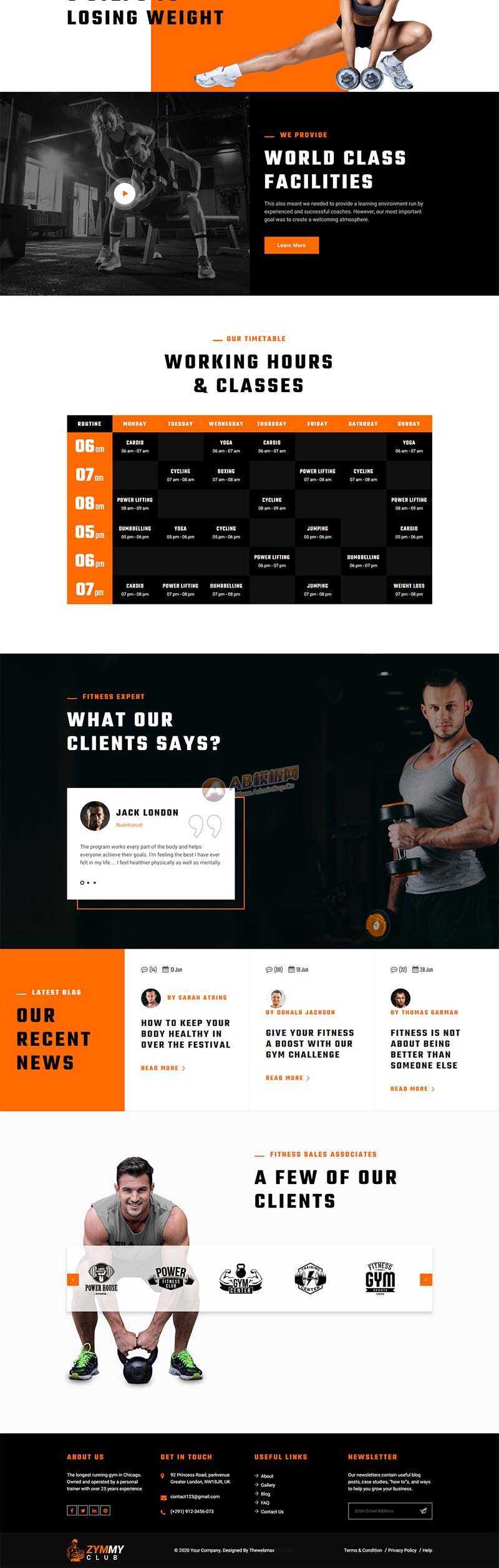 响应式html5健身俱乐部网站html模板 - 天能资源