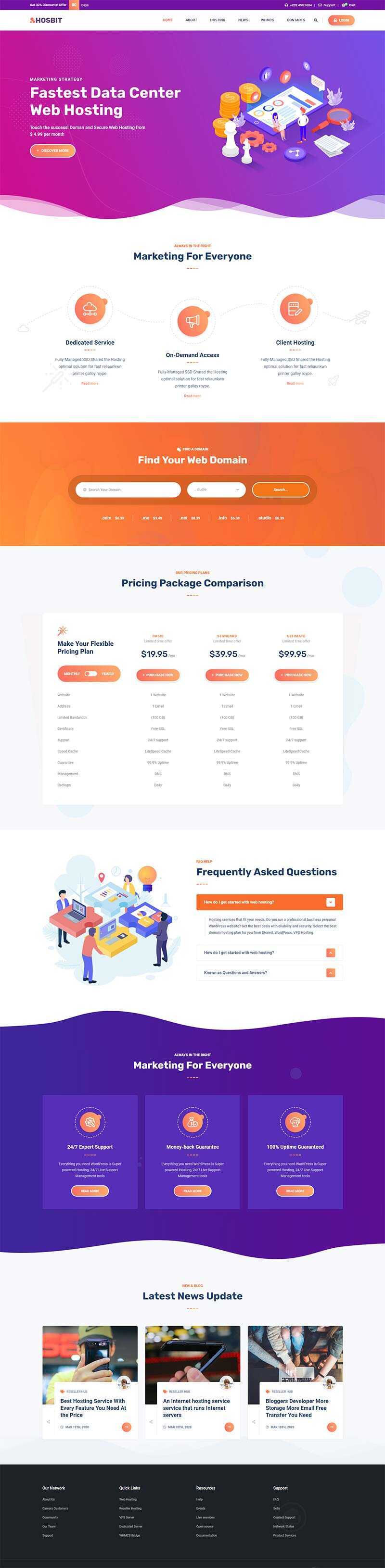 云主机域名服务网站HTML5模板 - 天能资源