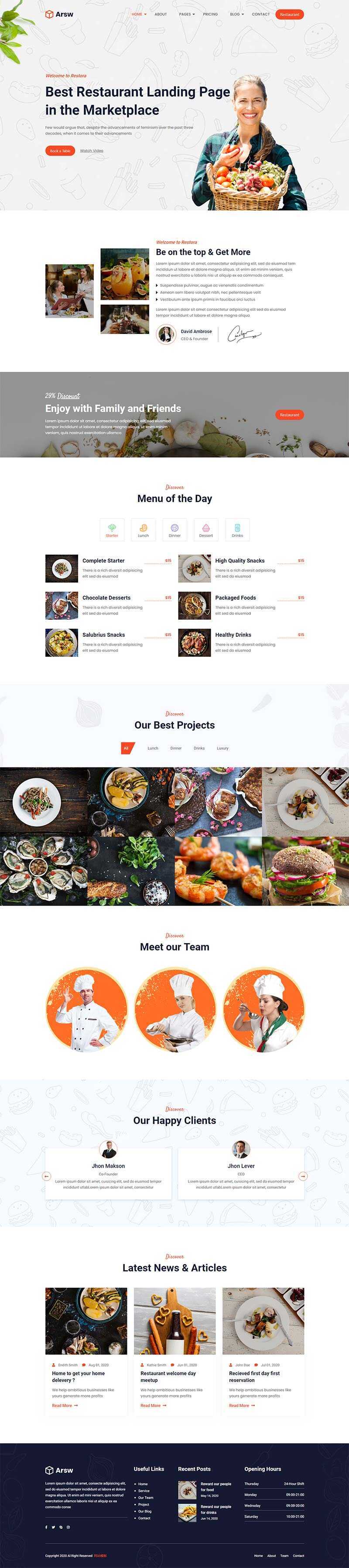 响应式甜品美食餐厅，快餐店网站HTML模板 - 天能资源