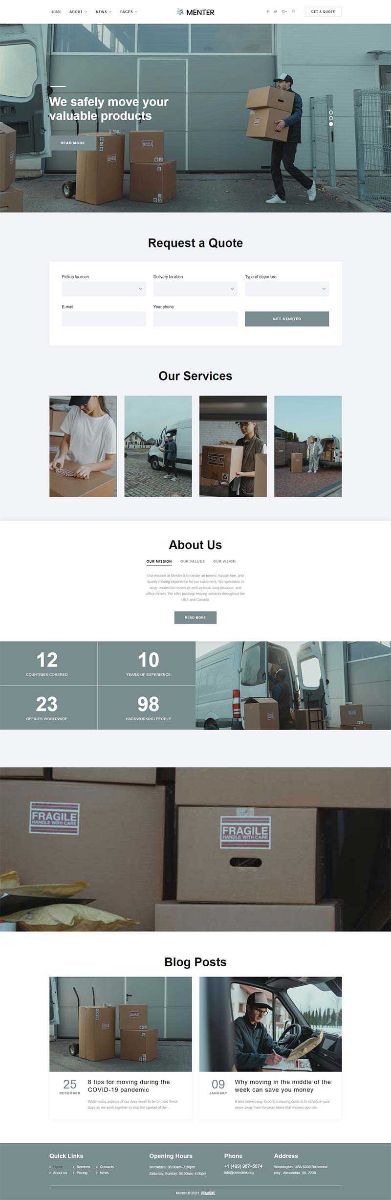 bootstrap响应式搬家快递公司网站html5模板 - 天能资源