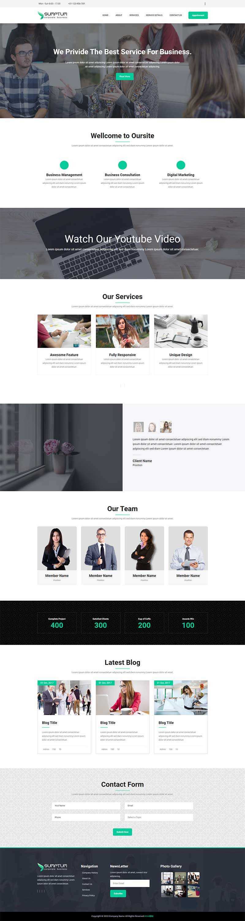 宽屏大气的企业官网网站模板 HTML模板 - 天能资源