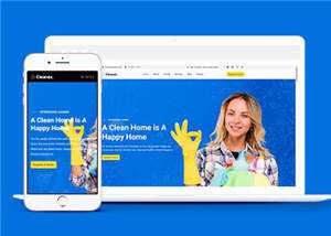 宽屏家政清洁业务预约响应式网页模板下载 - 天能资源