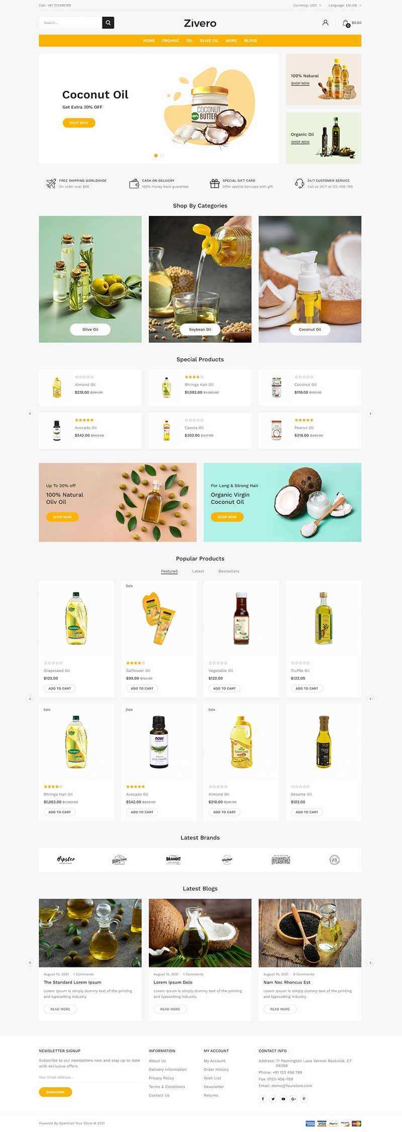 清爽风格食用油网上商城html模板 - 天能资源