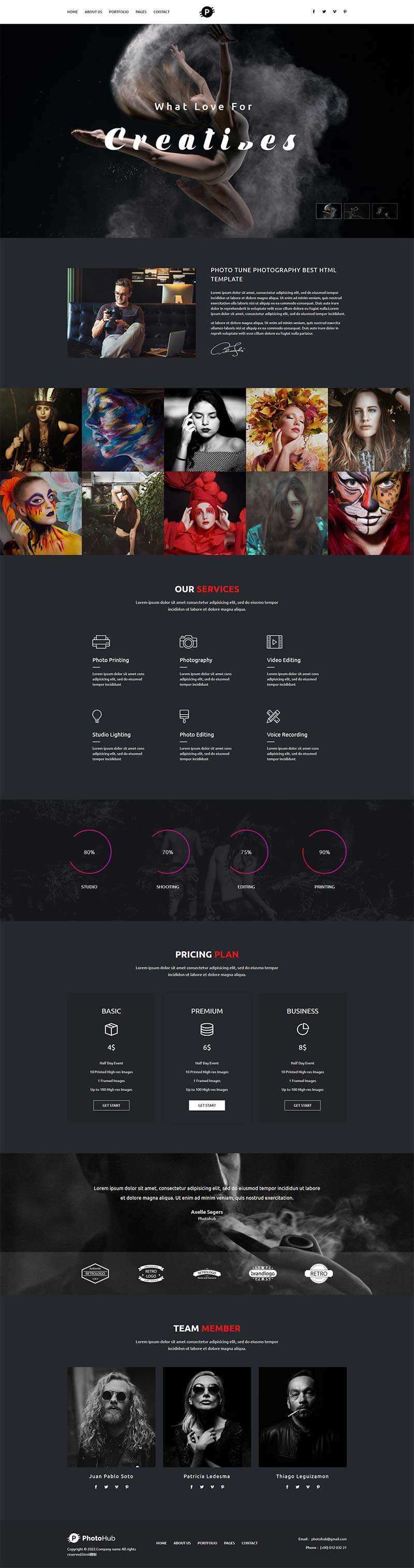 HTML5摄影俱乐部作品展示网站html模板 - 天能资源