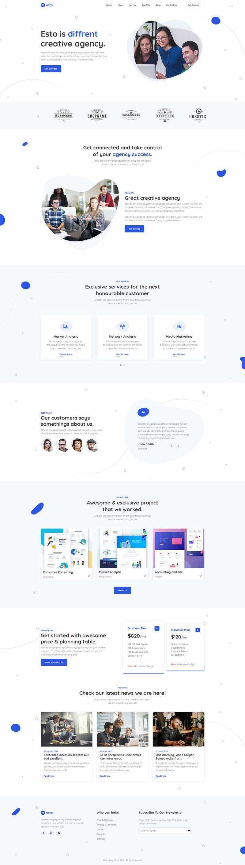 响应式创意的微小企业工作室网站html模板 - 天能资源