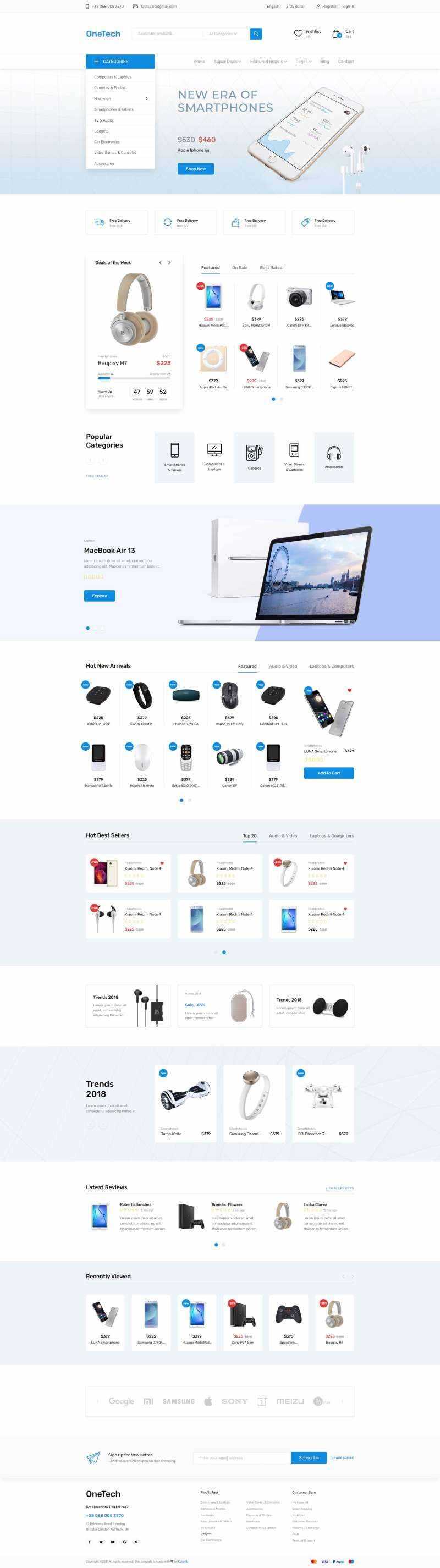 浅蓝色干净简洁的响应式数码商城html模板 - 天能资源