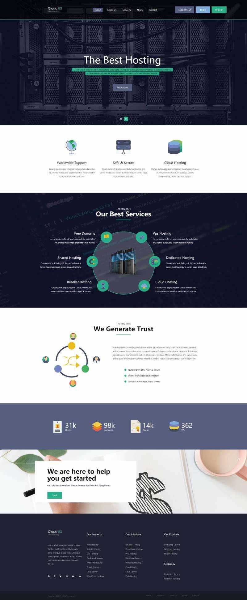 多用途主机托管云服务网站html模板 - 天能资源