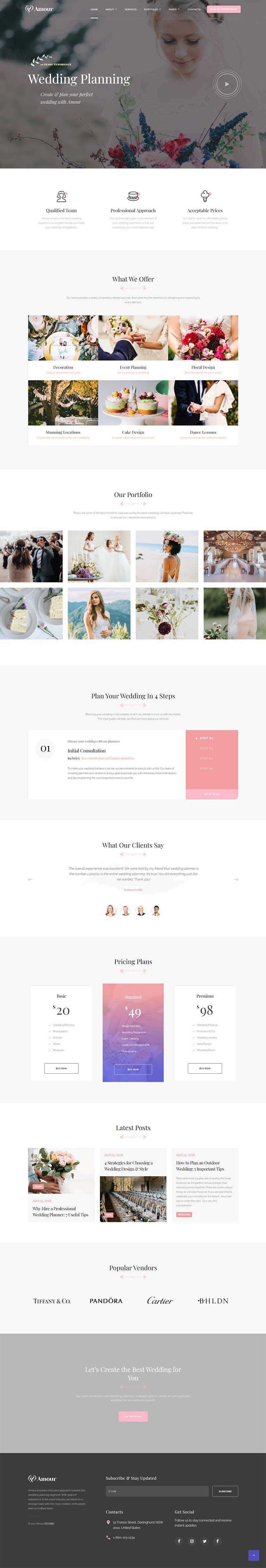 粉色简约的婚庆婚礼策划网站html模板 - 天能资源