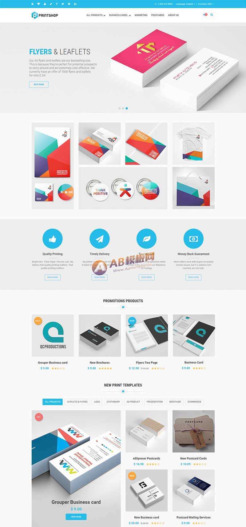 图片[3] - 蓝色的响应式名片印刷公司网站html模板 - 天能资源