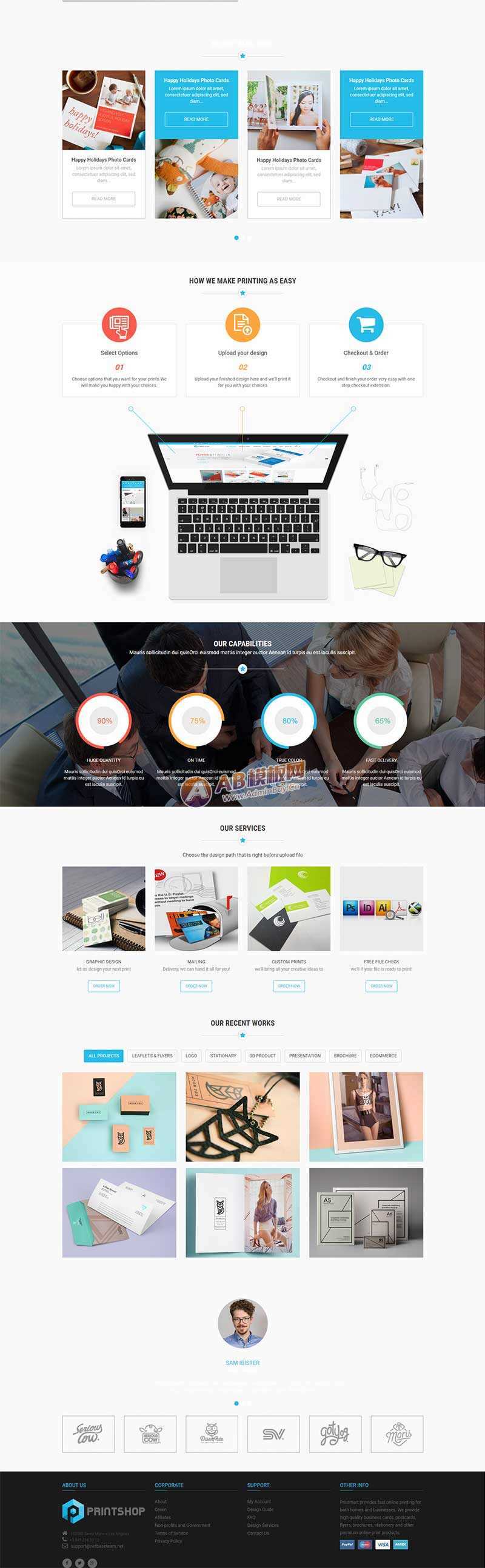 图片[2] - 蓝色的响应式名片印刷公司网站html模板 - 天能资源