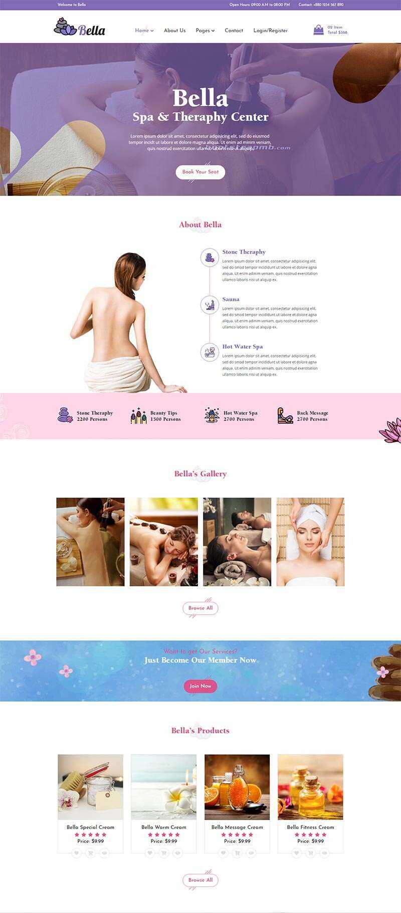 Bootstrap响应式Spa养生馆电商网站html模板 - 天能资源