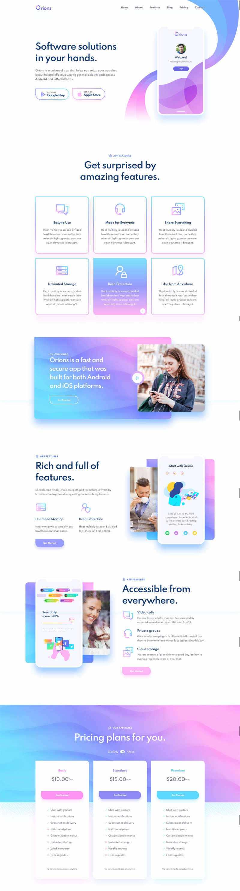 响应式app应用程序网页模板 - 天能资源