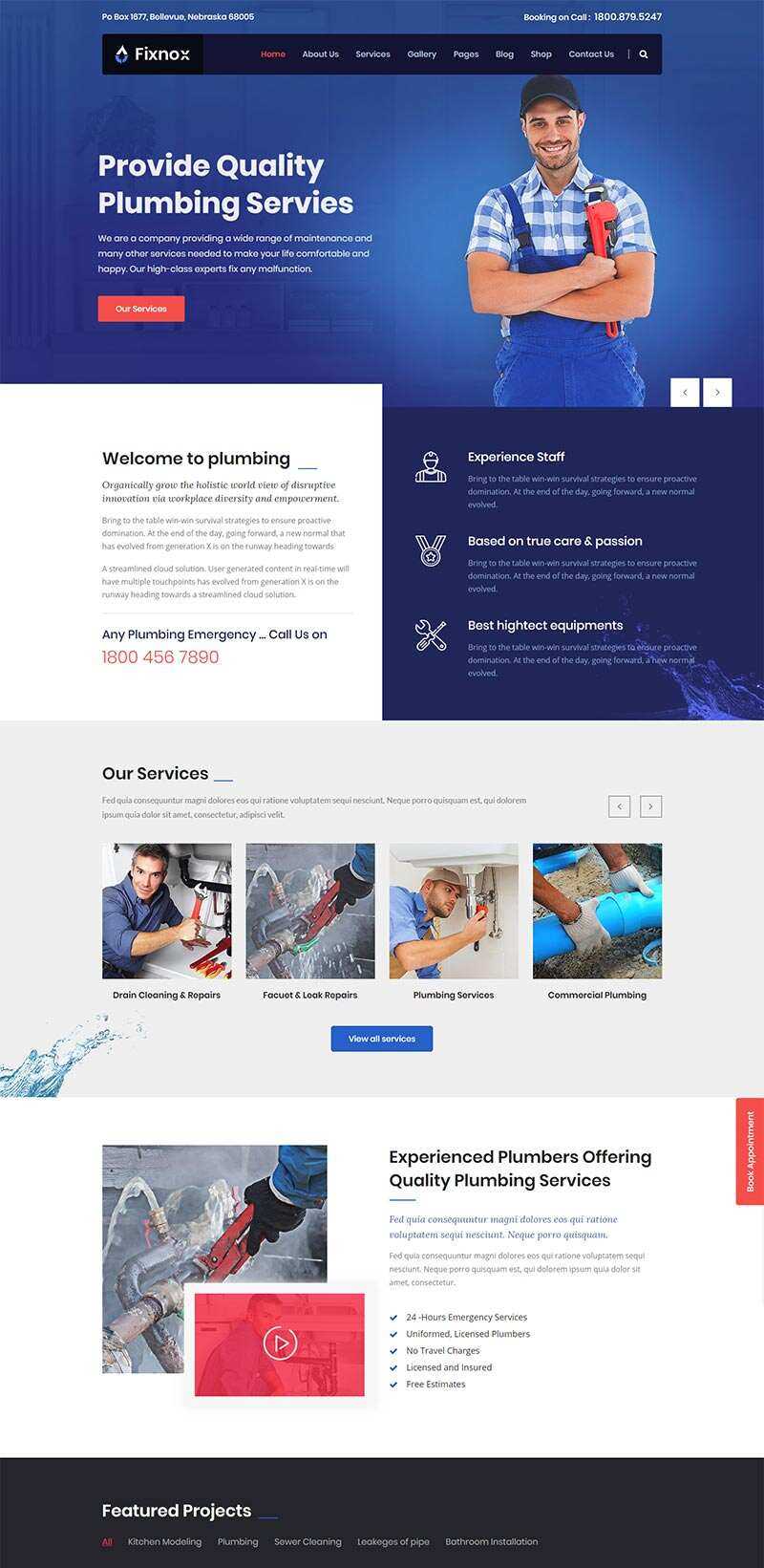 Bootstrap管道修理家政保洁公司网站html模板 - 天能资源