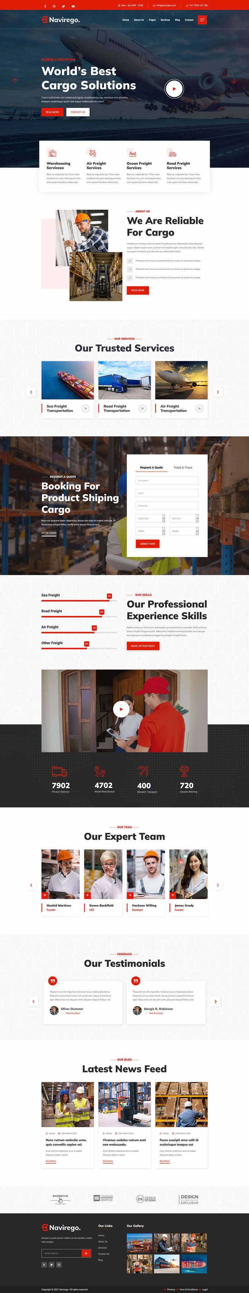 bootstrap红色的物流快递公司网站HTML模板 - 天能资源