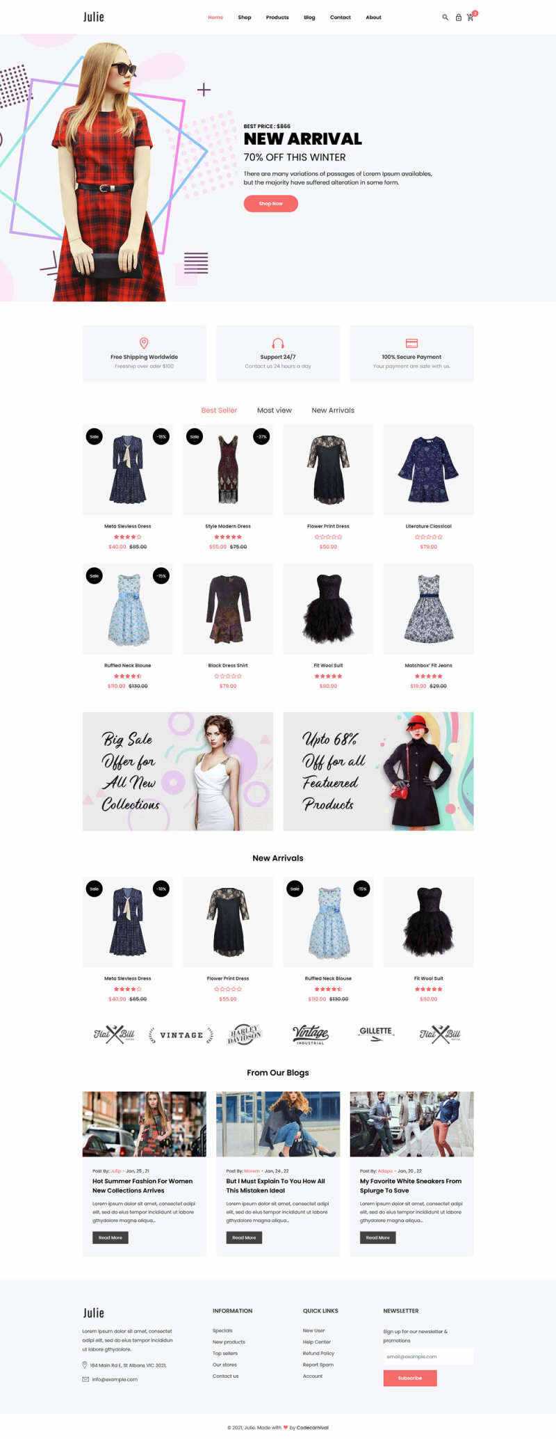 bootstrap简洁的时尚女装电商html模板 - 天能资源