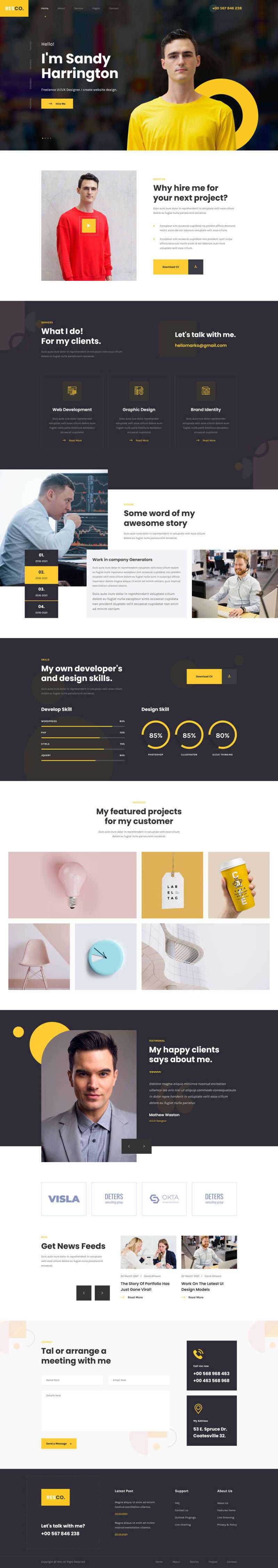 响应式个人简历介绍html5模板 - 天能资源