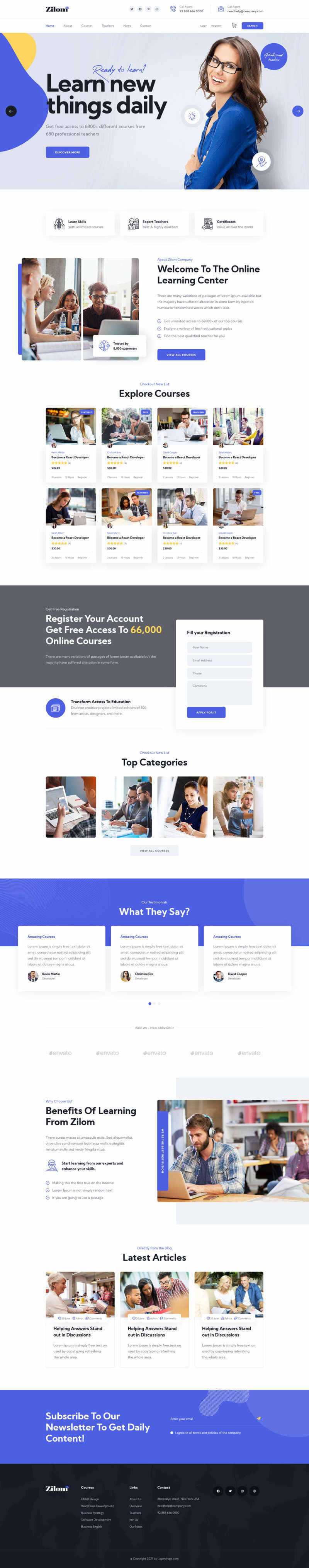 bootstrap在线教育学习官网HTML模板 - 天能资源