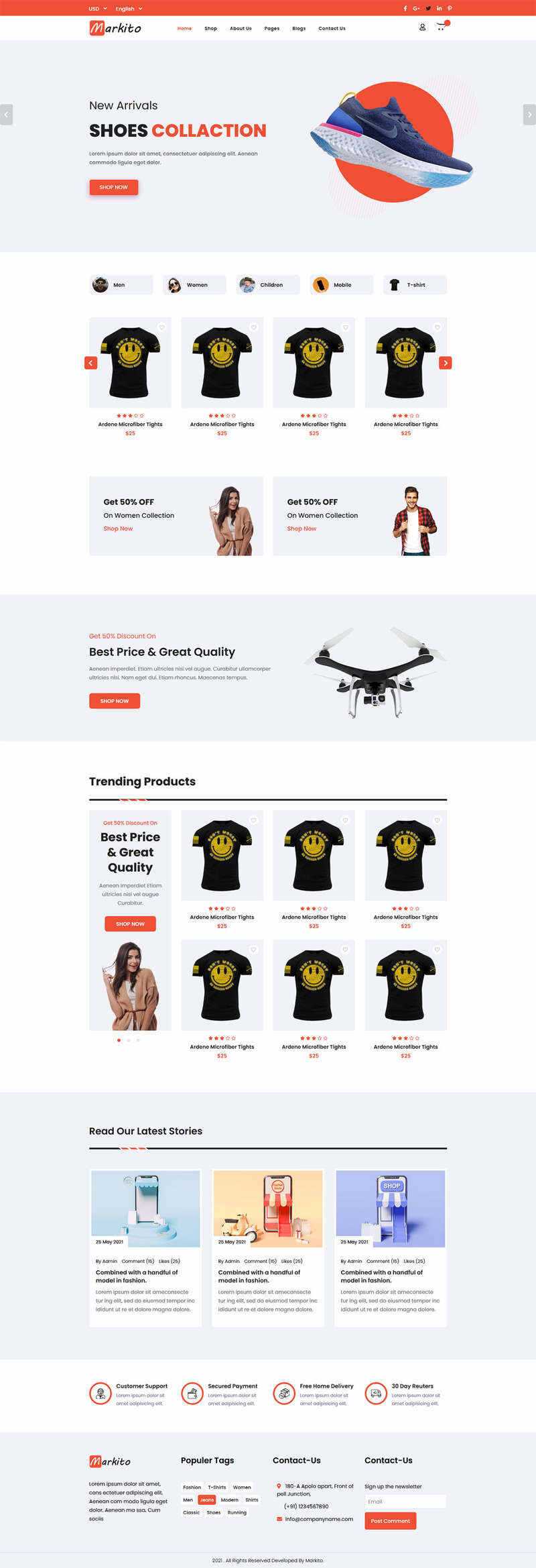 响应式多用途的生活类电商HTML模板 - 天能资源