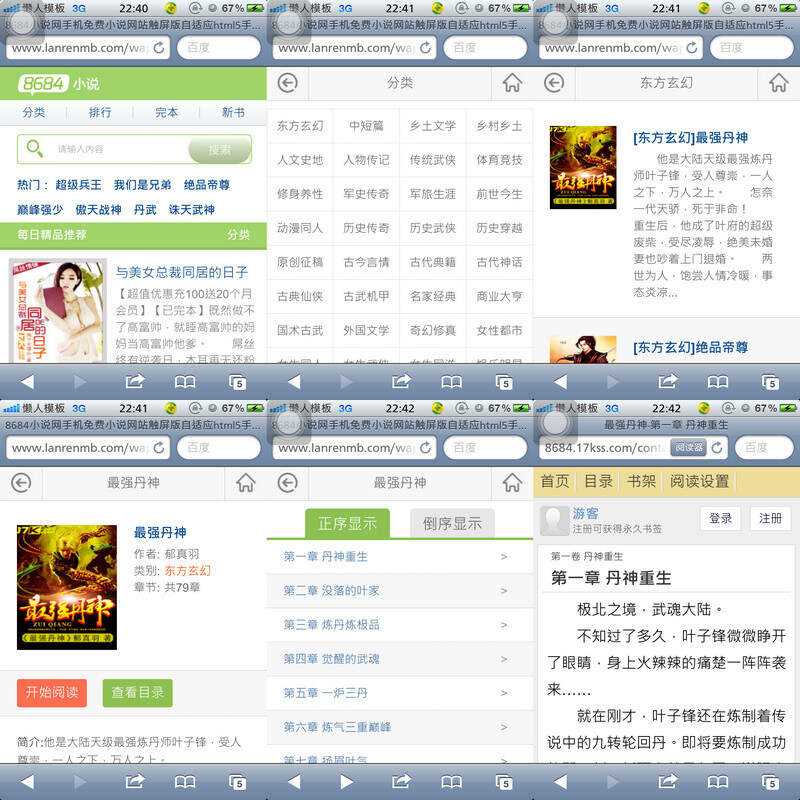 8684小说网手机免费小说网站触屏版自适应html5手机小说网站模板 - 天能资源
